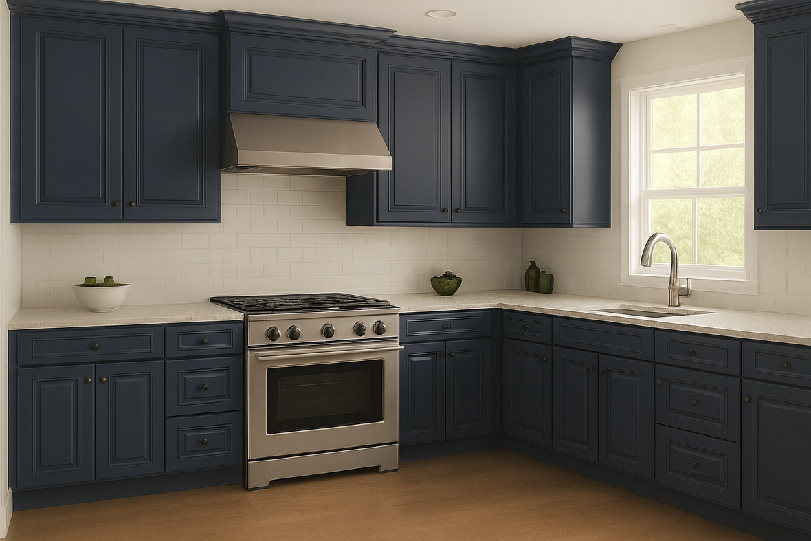 Sherwin Williams Indigo Batik (SW 7602) Kitchen Cabinets – Shaker, Rai ...