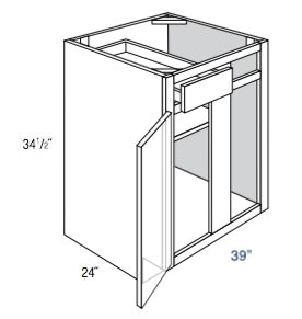 BBC39R - RTA Sage Green Shaker - Blind Base Cabinet - Single Door/Drawer - 39W x 34.5"H x 24"D - Right Side Blind
