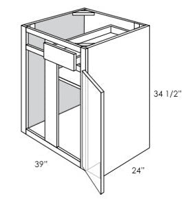 BBC42-45L - Assembled Concord Tricorn Black - Blind Base Cabinet - Single Door/Drawer - Left Side Blind