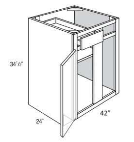 BBC42R - RTA Sage Green Shaker - Blind Base Cabinet - Single Door/Drawer - 42W x 34.5"H x 24"D - Right Side Blind