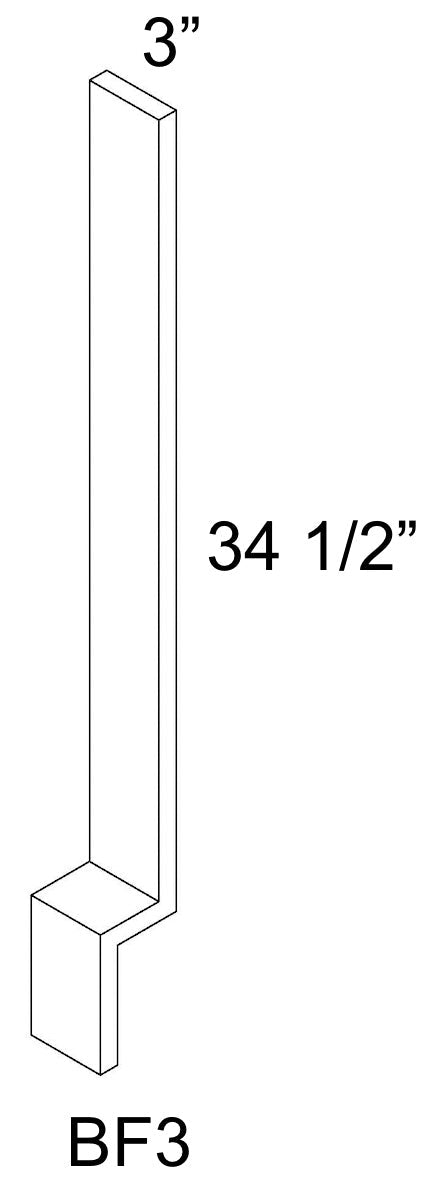 BF3 - RTA Toffee Shaker - Base Filler - 3/4" thick 3" wide 30' tall with 4-1/2" toe kick