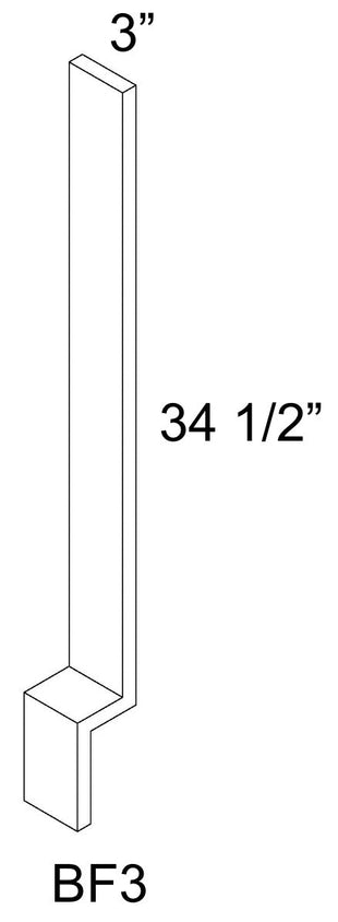 BF3 - RTA Toffee Shaker - Base Filler - 3/4" thick 3" wide 30' tall with 4-1/2" toe kick