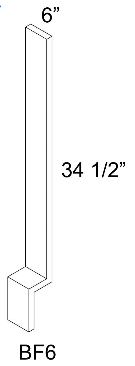 BF6 - Assembled Avalon Raised Panel - Base Filler - 3/4" thick 6" wide 30' tall with 4-1/2" toe kick