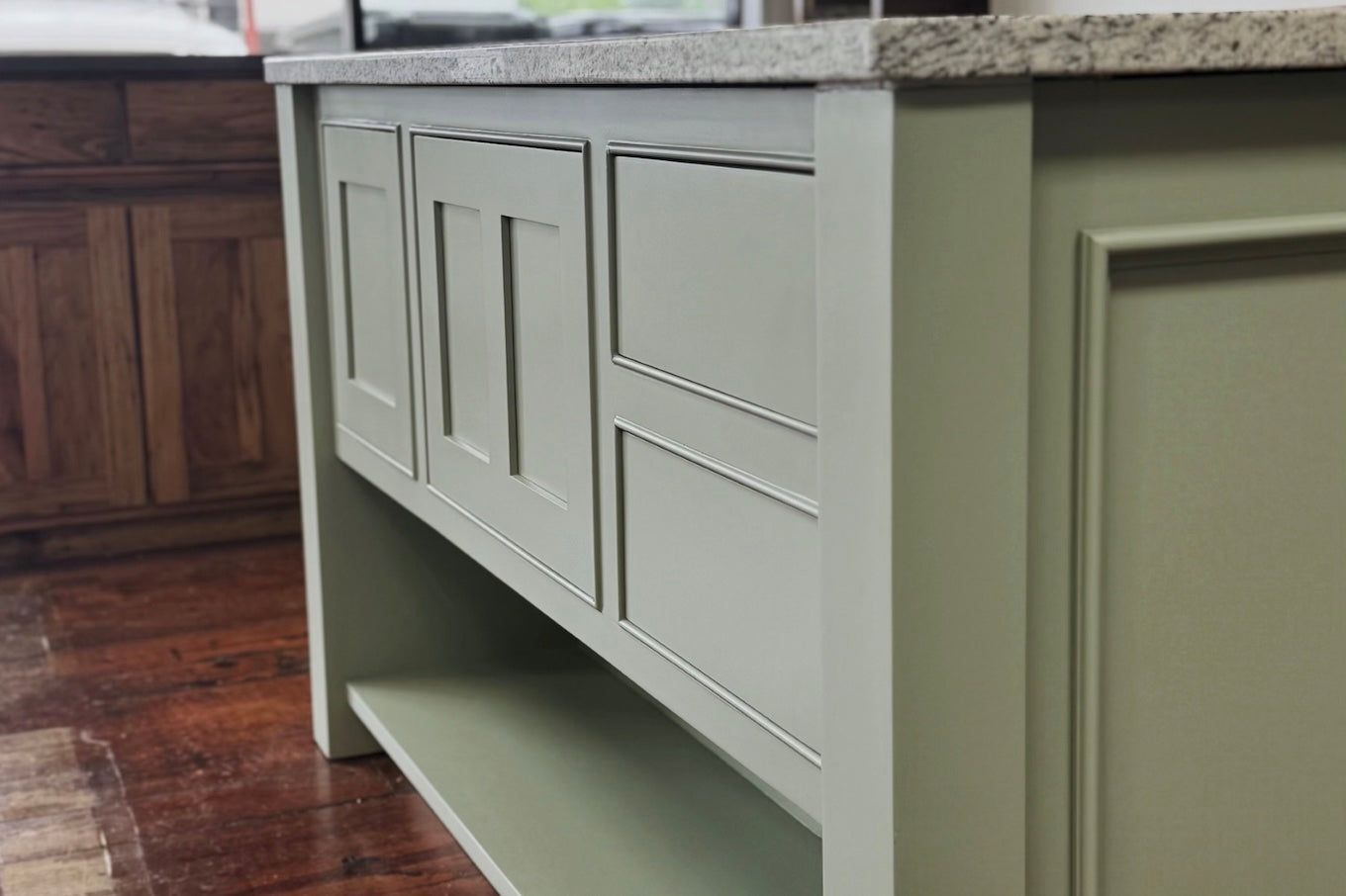 Sherwin-Williams Clary Sage SW 6178 kitchen cabinets