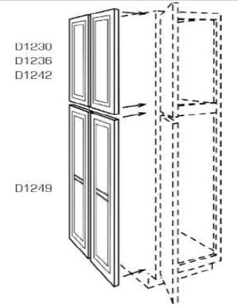 D1249 - Assembled Charlton Raised Panel - Door - LOWER SINGLE DOOR FOR 24" WIDE PANTRY - 12" X 49 1/4" X 3/4"