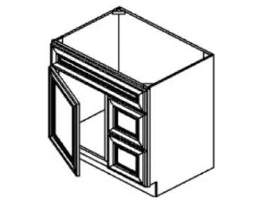 FA3021DL - Assembled Avalon Raised Panel - Vanity Combo Base Cabinet - VANITY 30" X 21" DOOR ON THE LEFT - 30"W x 34.5"H x 21"D