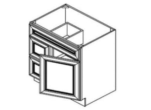 FA3021DR - Assembled Concord Weston White Shaker - Vanity Combo Base Cabinet - VANITY 30" X 21" DOOR ON THE RIGHT - 30"W x 34.5"H x 21"D