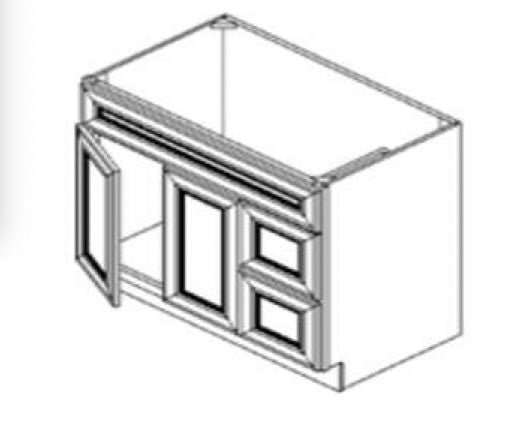 FA3621DL - Assembled Avalon Raised Panel - Vanity Combo Base Cabinet - VANITY 36" X 21" DOORS ON THE LEFT - 36"W x 34.5"H x 21"D