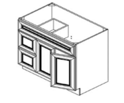 FA3621DR - Assembled Avalon Raised Panel - Vanity Combo Base Cabinet - VANITY 36" X 21" DOORS ON THE RIGHT - 36"W x 34.5"H x 21"D