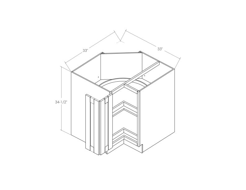 LS33L - Assembled Concord Clary Sage - Lazy Susan Corner Cabinet - Bi Fold Doors - Hinges on Left