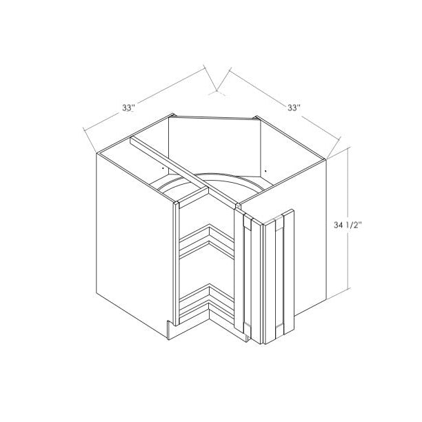 BLS33N - RTA Weston White Shaker - Lazy Susan Corner Cabinet - Bi Fold Doors - No Tray - 1 Shelf