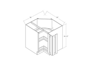 LS36L - Assembled Concord Naval Blue - Lazy Susan Corner Cabinet - Bi Fold Doors - Hinges on Left