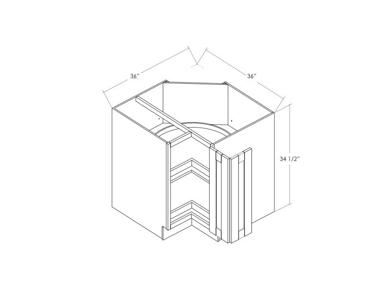 LS36R - Assembled Concord Polar White - Lazy Susan Corner Cabinet - Bi Fold Doors - Hinges on Right