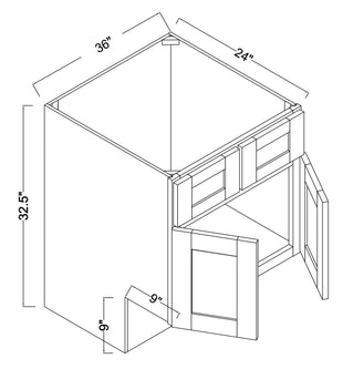 SB36ADA - Contour Slim Shaker in Sherwin-Williams® Sea Salt (SW 6204) - ADA Sink Base Cabinet - Double Doors/False Drawer Front