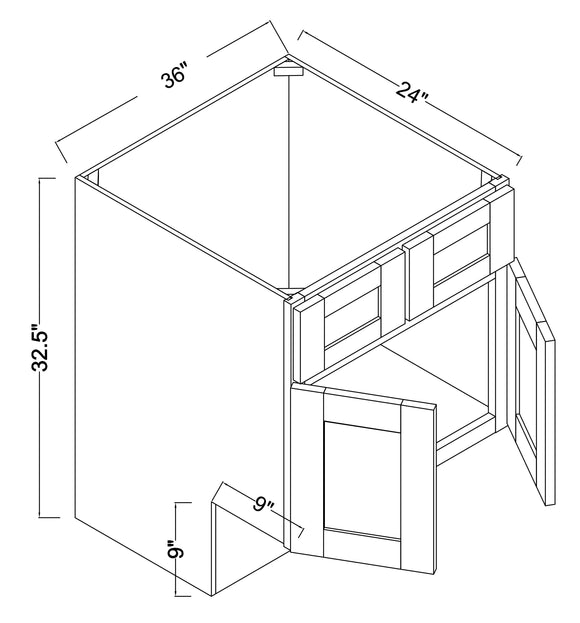 SB36ADA - Assembled Concord in Sherwin-Williams® Dard Hunter Green (SW 0041) - ADA Sink Base Cabinet - Double Doors/False Drawer Front