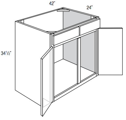 SB42 - RTA Newport Raised Panel - Sink Base - Double Doors/False Drawer Front - 42"W x 34.5"H x 24"D
