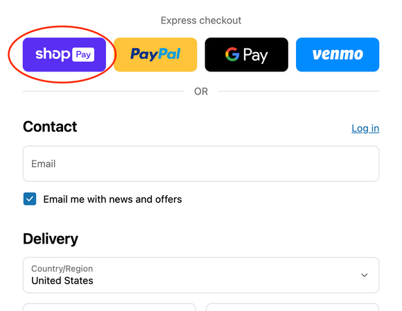 Shop pay screenshot