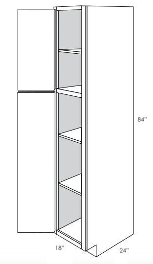 UP1884L - Assembled Concord Polar White - Utility Pantry Cabinet - Single Doors - Hinges on Left