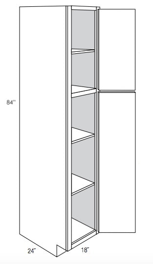 UP1884R - Assembled Concord Polar White - Utility Pantry Cabinet - Single Doors - Hinges on Right