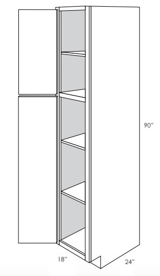 WP1890L - Contour Slim Shaker in Sherwin-Williams® Custom Color Stain - Utility Pantry Cabinet - Single Doors - 18"W x 90"H x 24"D - Hinges on Left