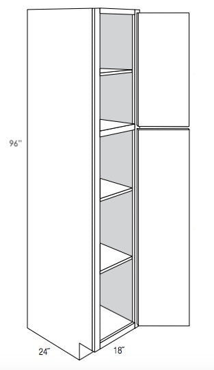 UP1896R - Assembled Concord Clary Sage - Utility Pantry Cabinet - Single Doors - Hinges on Right