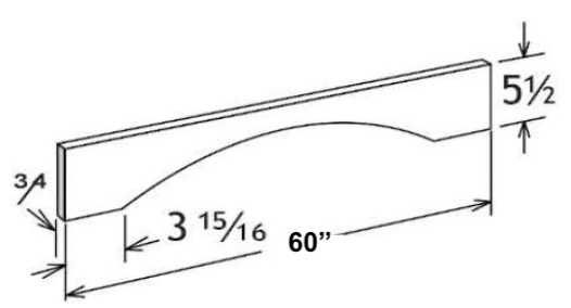 V60SH - Assembled Unfinished Shaker - Molding & Trim - SHAKER VALANCE 5 1/2" X 60" X 3/4" - 60" X 5 1/2" X 3/4"