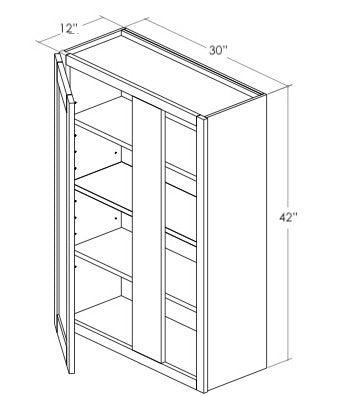 WBC30-3342R - Assembled Concord Tricorn Black - Blind Wall Cabinet - Single Door - Right Side Blind