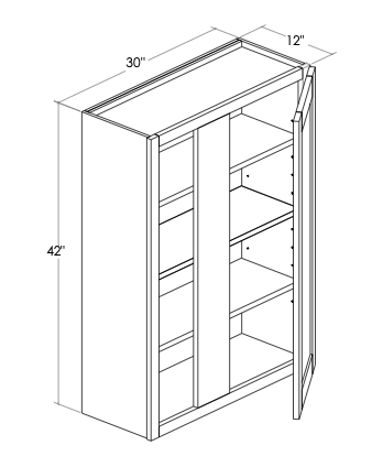 WBC30-3342L - Assembled Concord Tricorn Black - Blind Wall Cabinet - Single Door - Left Side Blind