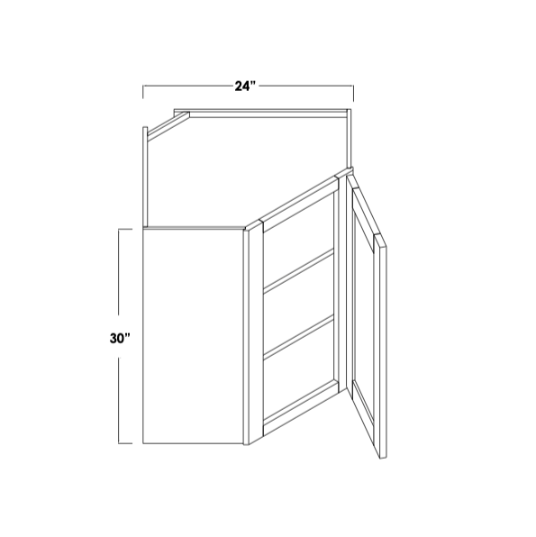 WDC2430R - Avalon Raised Accessible Beige - Corner Wall Cabinet - Single Door - 24"W x 30"H x 12"D - Hinges on Right