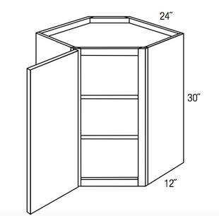 WDC2430 - RTA Weston White Shaker - Corner Wall Cabinet - Single Door - 24"W x 30"H x 12"D