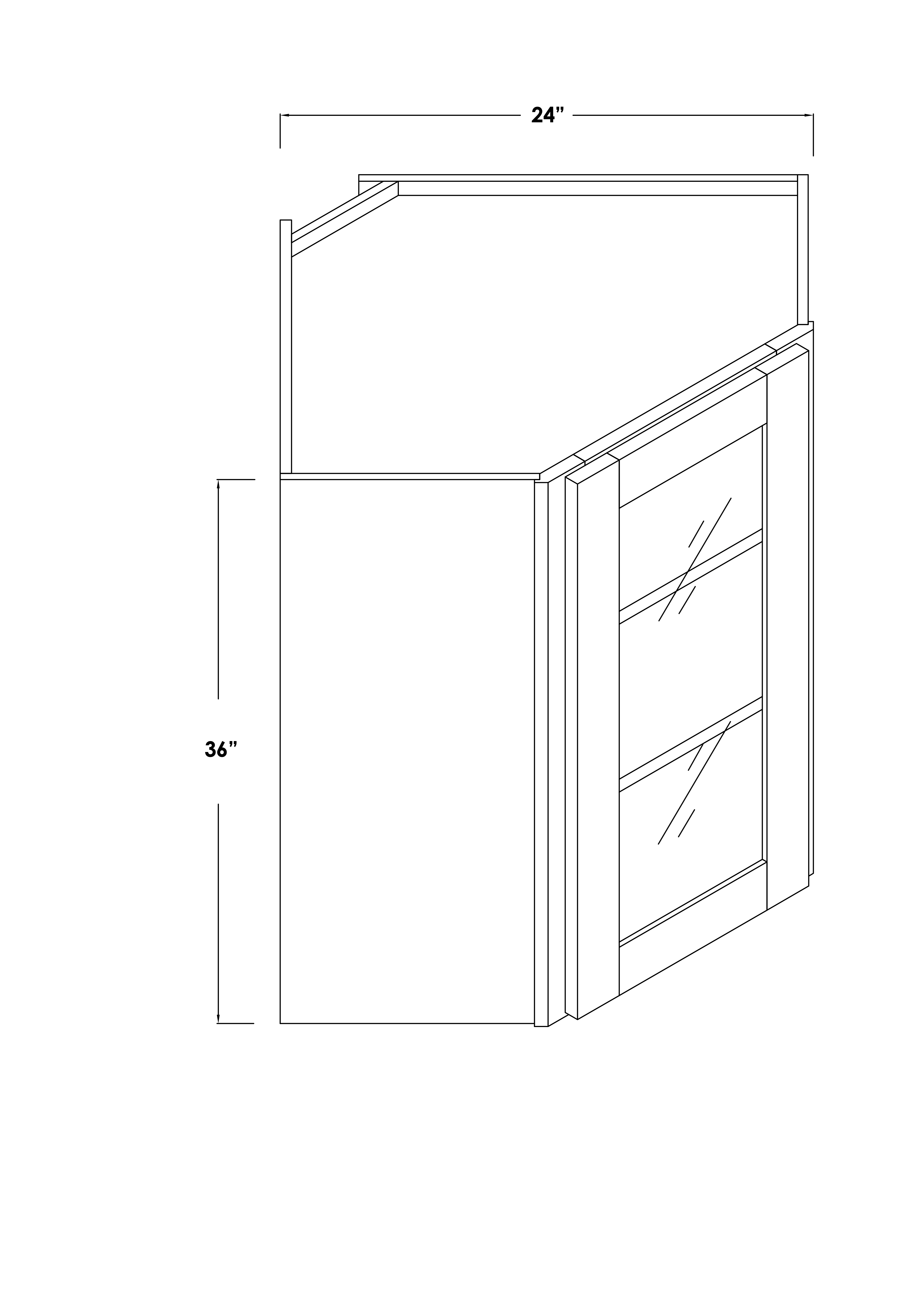 WDC2436GDL - Assembled Concord Clary Sage - Glass Door Corner Wall Cabinet - Single Door - Hinges on Left