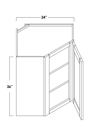 WDC2436R - Assembled Concord Tricorn Black - Corner Wall Cabinet - Single Door - Hinges on Right
