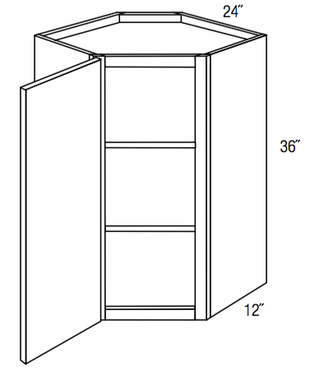 WDC2436 - RTA Weston White Shaker - Corner Wall Cabinet - Single Door - 24"W x 36"H x 12"D