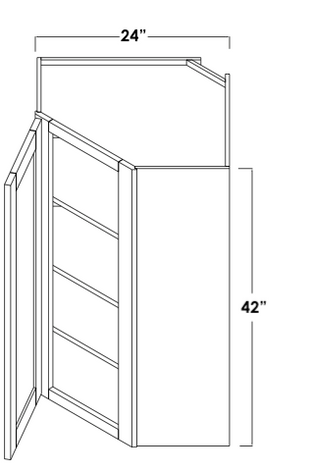 WDC2442L - Assembled Concord Custom Color Paint - Corner Wall Cabinet - Single Door - Hinges on Left