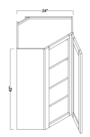 WDC2442R - Assembled Concord Tricorn Black - Corner Wall Cabinet - Single Door - Hinges on Right