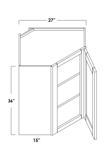 WDC273615R - Assembled Concord Tricorn Black - Corner Wall Cabinet - Single Door - Hinges on Right