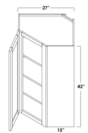 WDC274215L - Assembled Concord Tricorn Black - Corner Wall Cabinet - Single Door - Hinges on Left