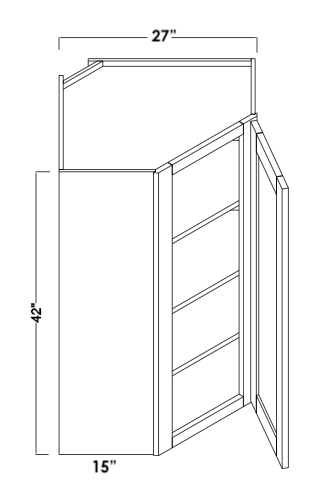 WDC274215R - Assembled Concord Tricorn Black - Corner Wall Cabinet - Single Door - Hinges on Right