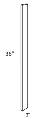 WF336 - Assembled Avalon Raised Panel - Filler - 3/4" thick 3" wide 36" tall - 3/4" thick x 3" wide x 36" tall