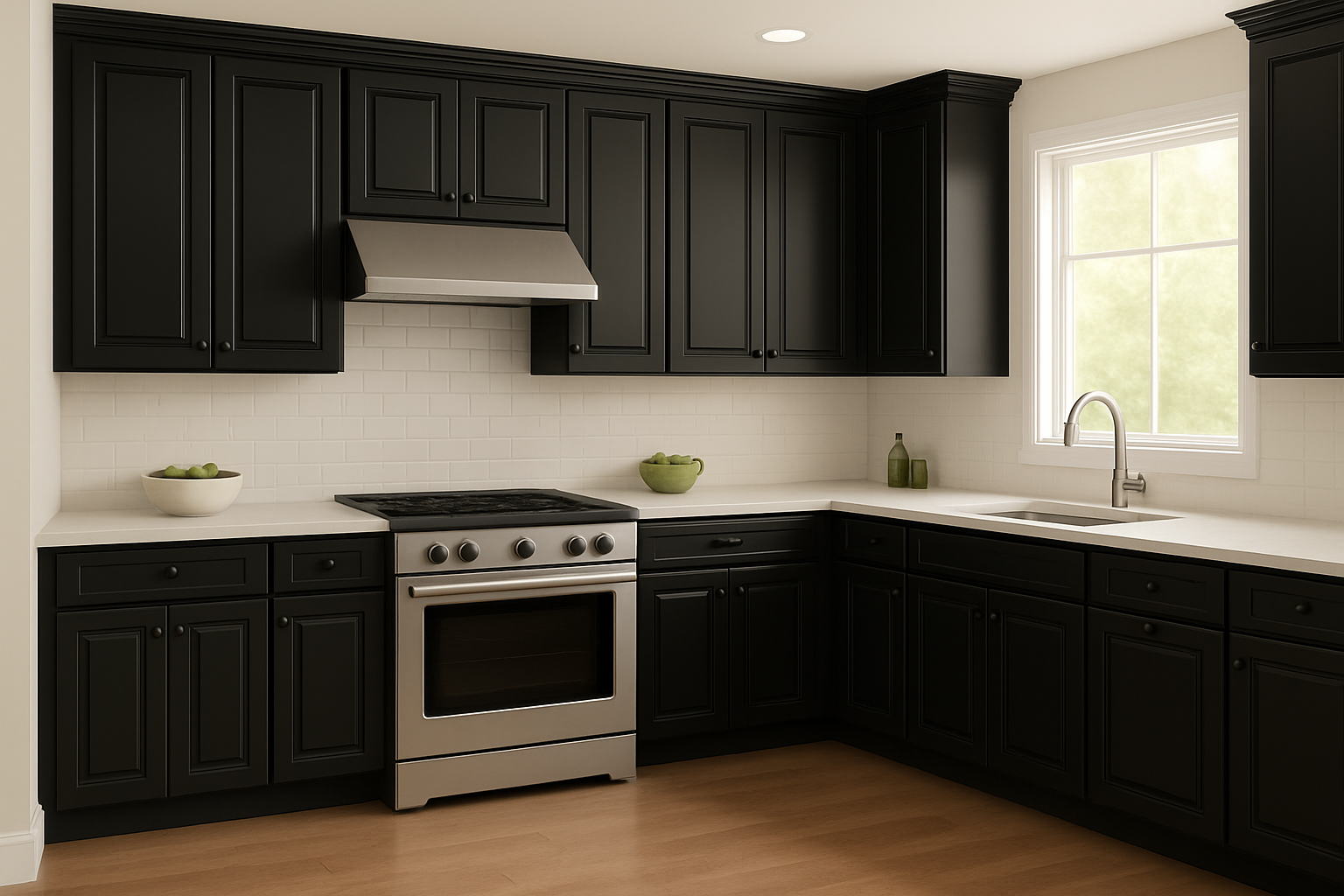 Sherwin-Williams Tricorn Black SW 6258 kitchen cabinets