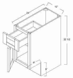 B12ADA-L - Contour Slim Shaker in Sherwin-Williams® Clary Sage (SW 6178) - ADA Base Cabinet - Single Door/Drawer - Hinges on Left