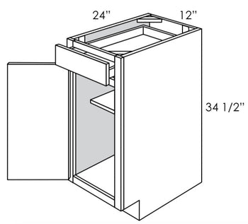 B12L - Assembled Concord Tricorn Black - Base Cabinet - Single Door/Drawer - Hinges on Left