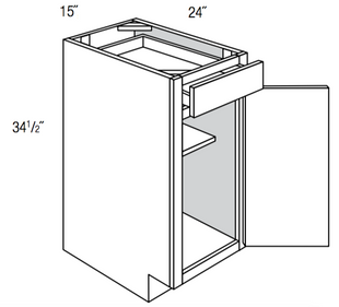 B15 - RTA Weston White Shaker - Base Cabinet - Single Door/Drawer - 15"W x 34.5"H x 24"D