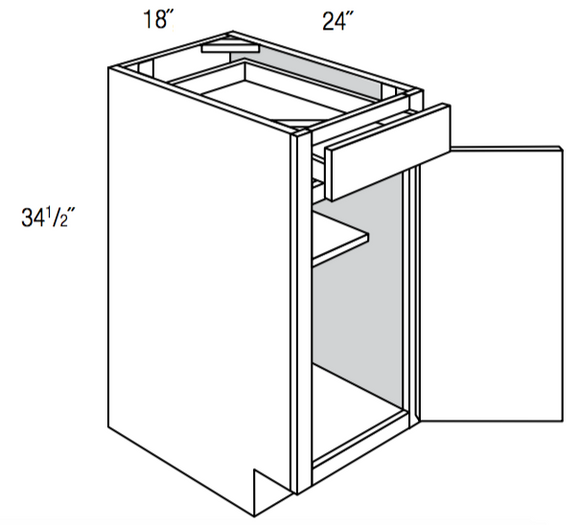 B18 - RTA Sandy Mirage Shaker - Base Cabinet - Single Door/Drawer - 18"W x 34.5"H x 24"D