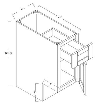 B21ADA-R - Assembled Concord in Sherwin-Williams® Dorian Gray (SW 7017) - ADA Base Cabinet - Single Door/Drawer - Hinges on Right