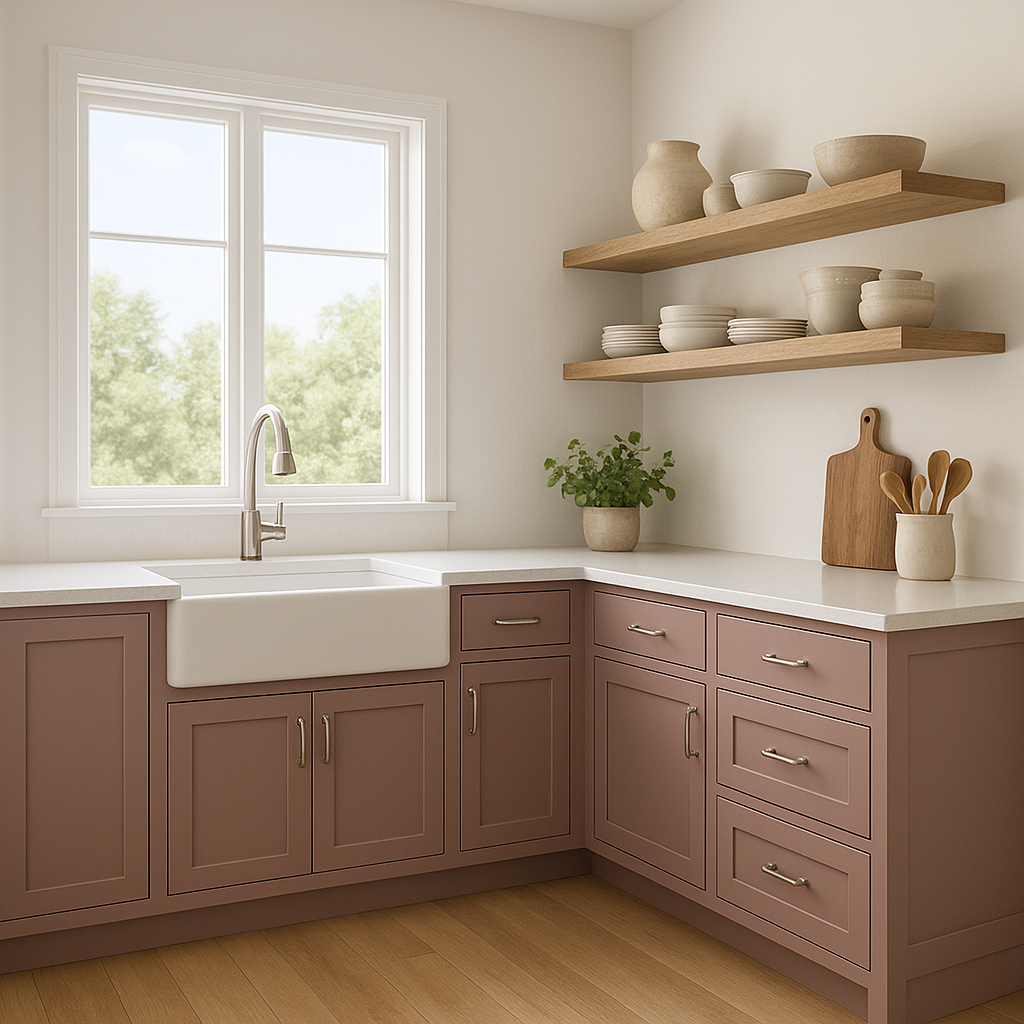 Sherwin-Williams Mulberry Silk SW 0001 kitchen cabinets