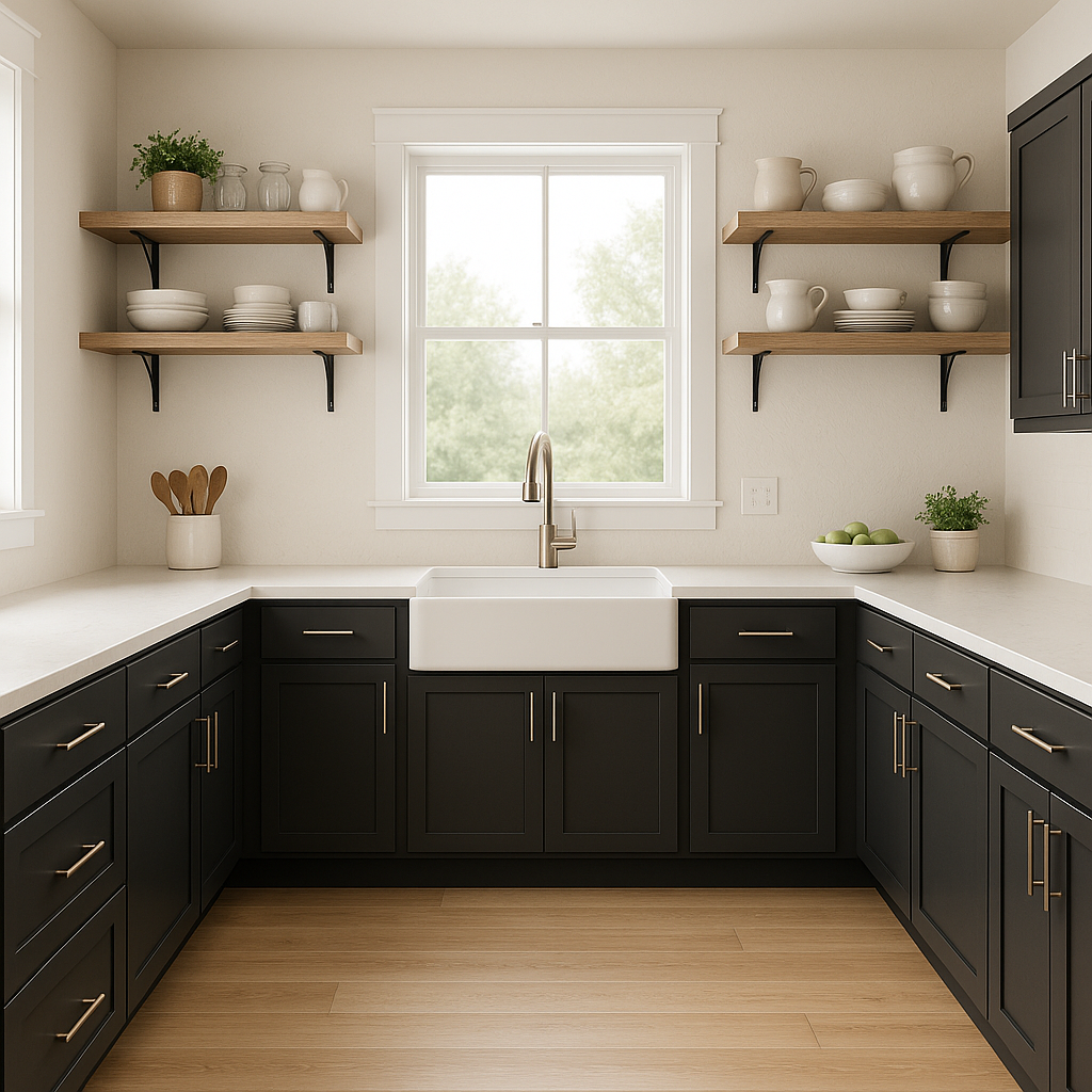 Sherwin-Williams Bohemian Black SW6988 kitchen cabinets