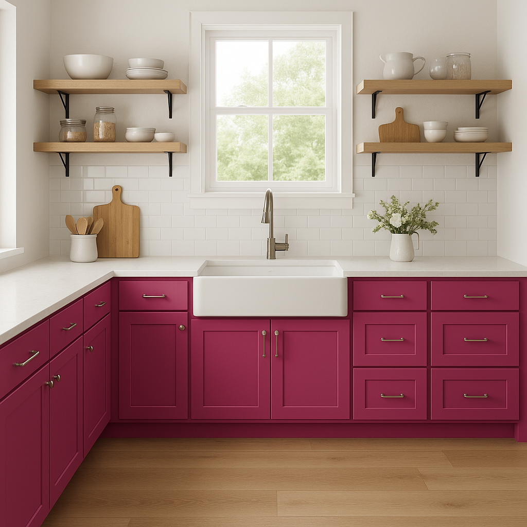 Sherwin-Williams Forward Fuchsia SW6842 kitchen cabinets