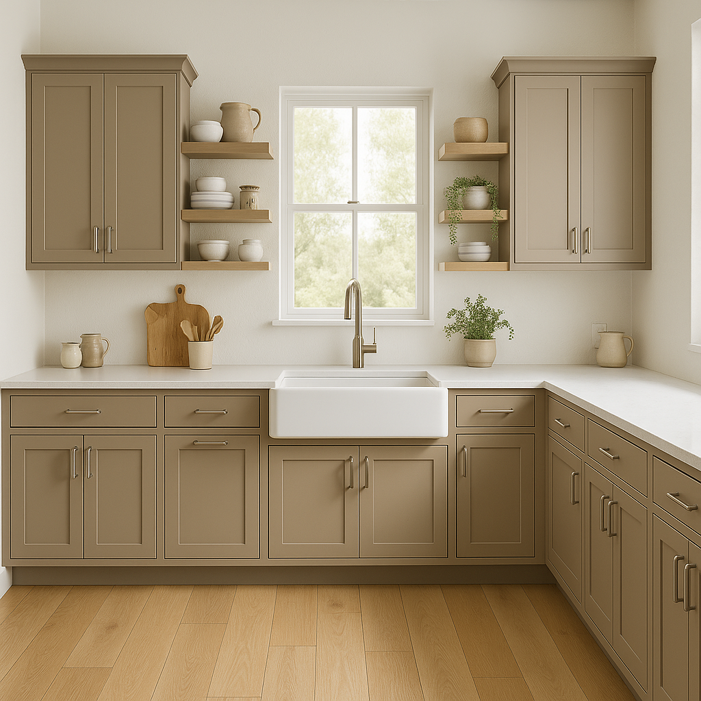 Sherwin-Williams Sanderling SW7513 kitchen cabinets