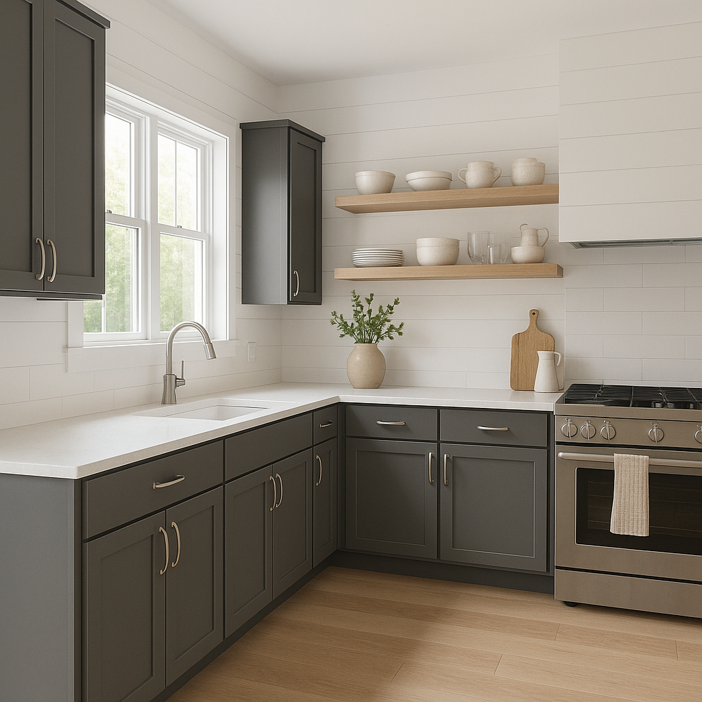 Sherwin-Williams Grizzle Gray SW7068 kitchen cabinets